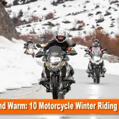 Motociclisti affrontano la neve e il ghiaccio in un'avventura di moto inverno.