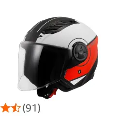 Casco jet LS2 bianco, nero e rosso con visiera trasparente. Ottime misure casco LS2, valutato 4,6 stelle.