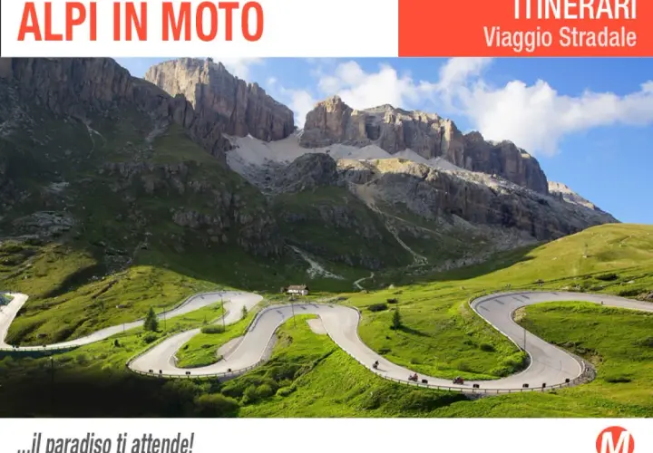 Strada tortuosa tra le montagne, ideale per un viaggio in moto. Un elenco di passi alpini italiani ti aspetta per un'avventura indimenticabile.
