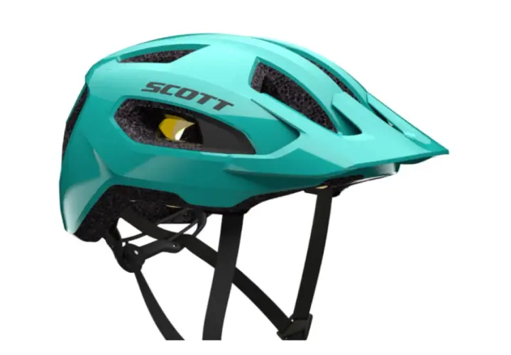 Casco Scott turchese, taglia XS, ideale per giovani ciclisti. Protezione e stile per ogni avventura.