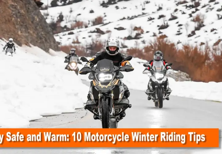 Motociclisti affrontano la neve e il ghiaccio in un'avventura di moto inverno.