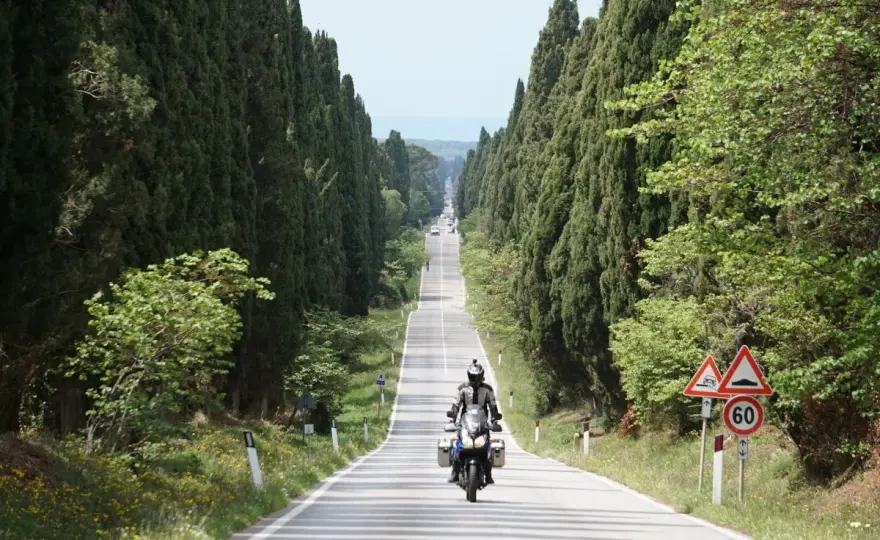 Viale Bolgheri in moto - Come viverlo senza fretta