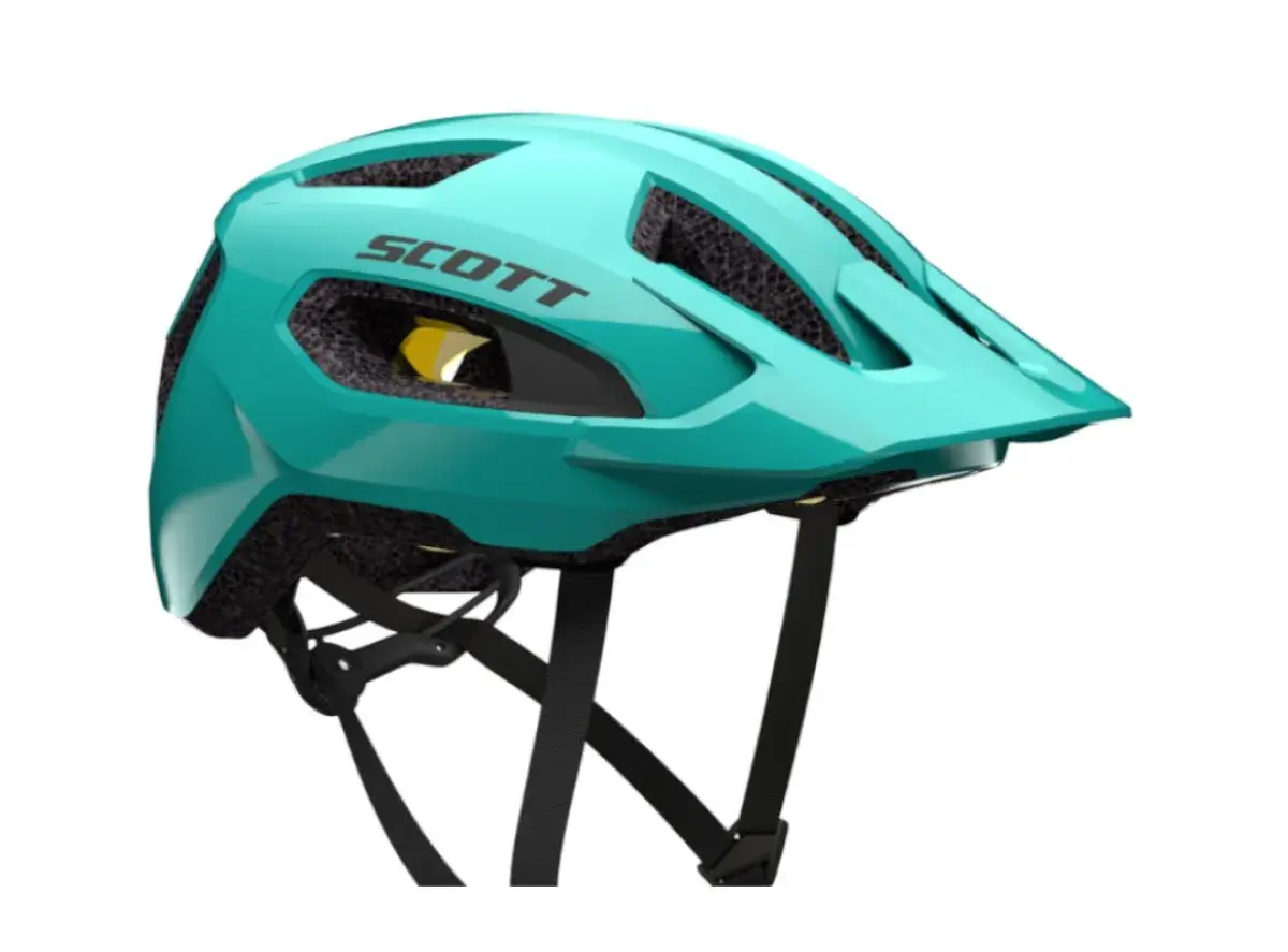 Casco Scott turchese, taglia XS, ideale per giovani ciclisti. Protezione e stile per ogni avventura.