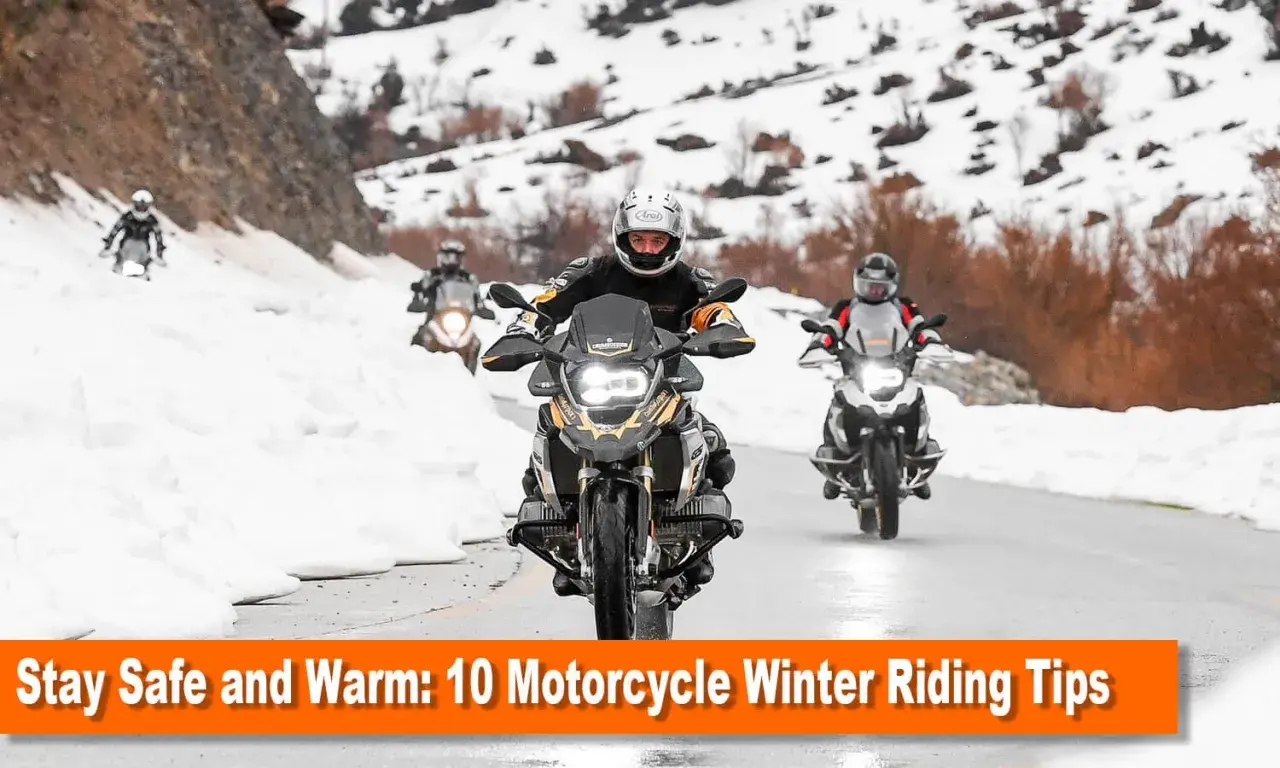 Motociclisti affrontano la neve e il ghiaccio in un'avventura di moto inverno.