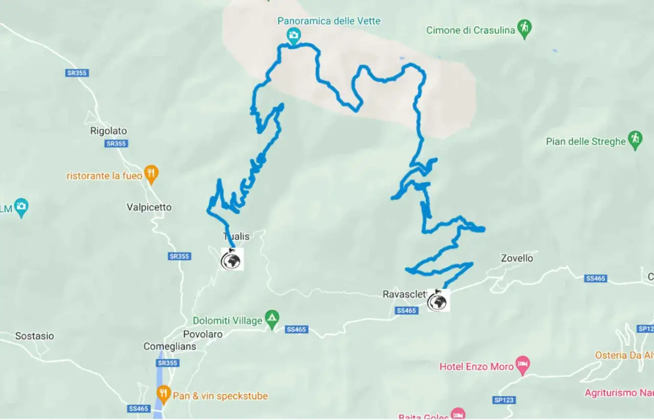 Percorso ciclabile che attraversa la zona di Tualis, con tappe a Rigolato e Ravasclet. Un vero passo pellizzone per gli amanti della mountain bike.
