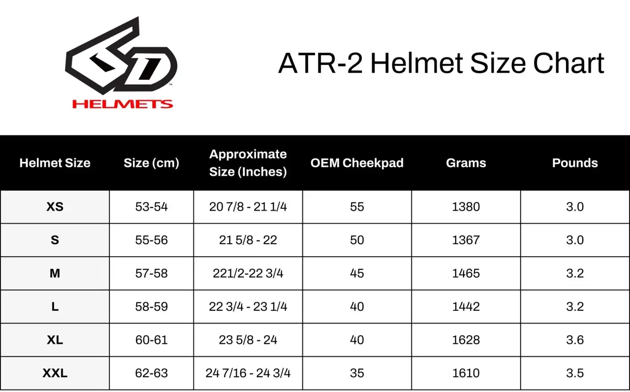 Tabella taglie caschi ATR-2: un casco taglia 58 a cosa corrisponde? La taglia M (57-58 cm) &egrave; la risposta.